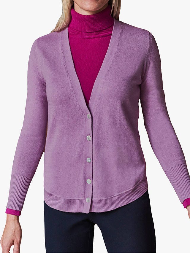 Pure Collection Wool & Cotton Curved Cardigan