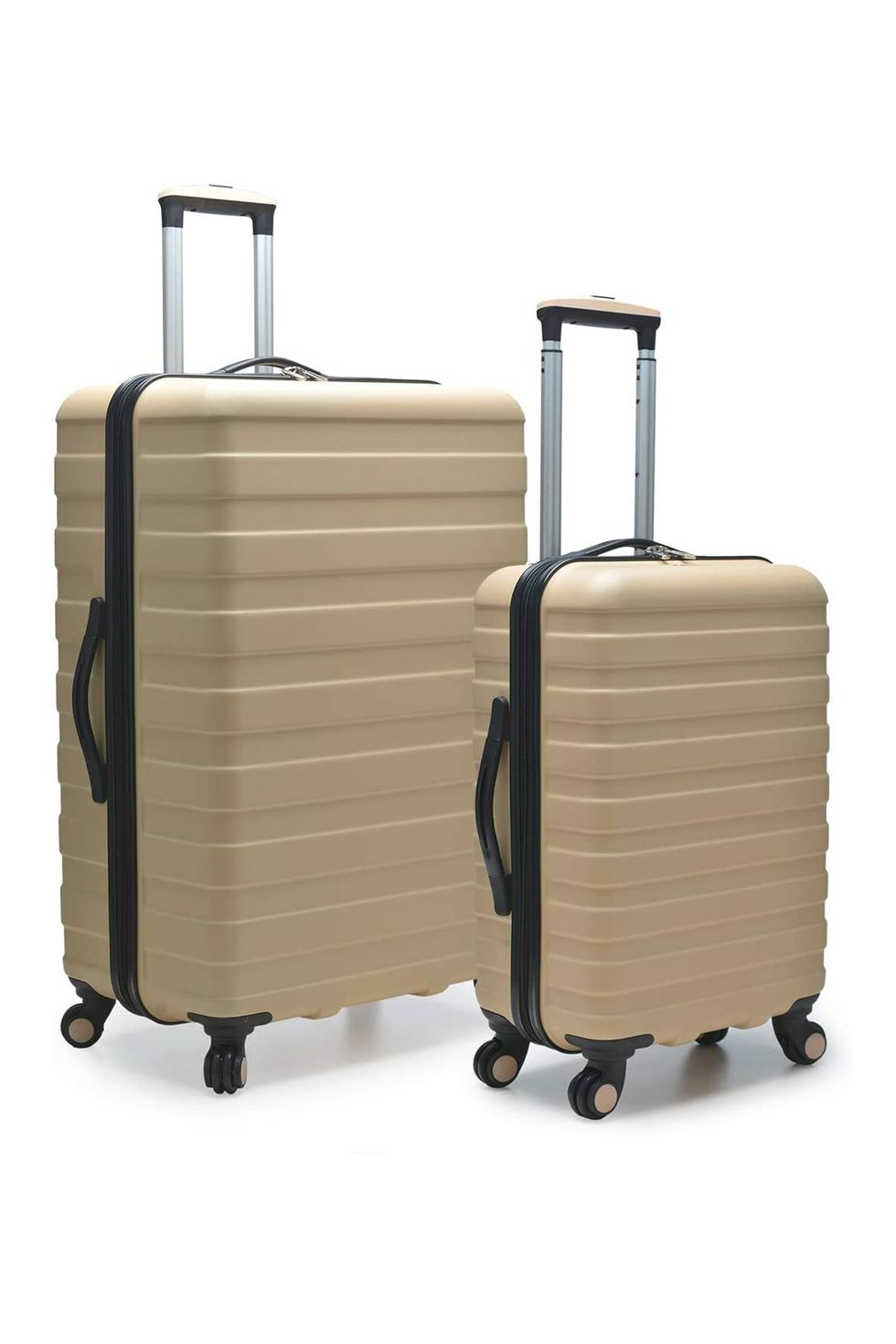 U.S. Traveler Cypress Colorful Hardside Spinner Luggage Set, Sand, 2-Piece
