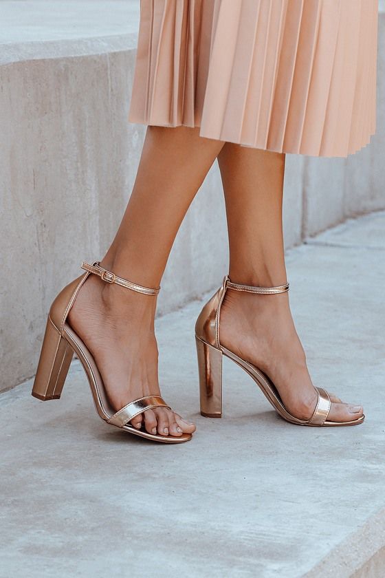 Rose Gold Ankle Strap Heels