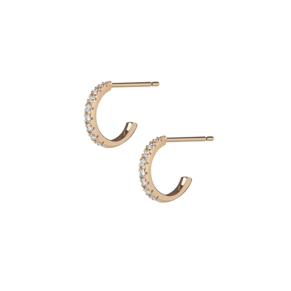 Huggie Earrings with White Diamonds