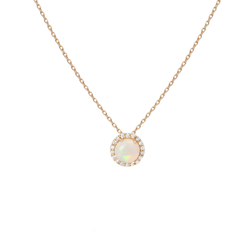 Halo Diamond Opal Pendant