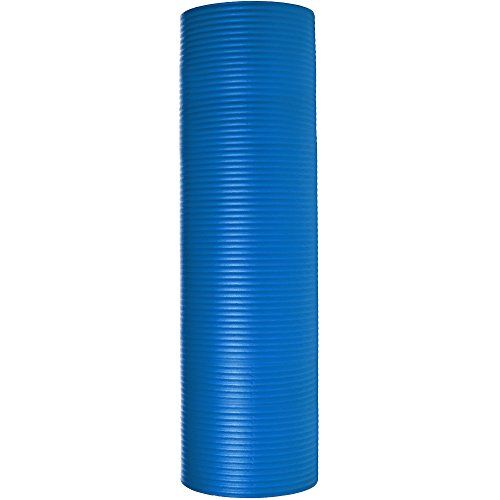 Amazon Basics Extra Thick Exercise Yoga Gym Floor Mat with Carrying Strap - 74 x 24 x .5 Inches, Blue