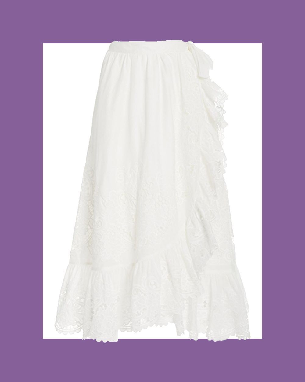 Lulu Lace-Trimmed Cotton Wrap Skirt