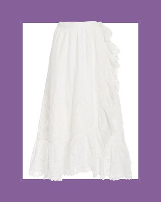 Lulu Lace-Trimmed Cotton Wrap Skirt