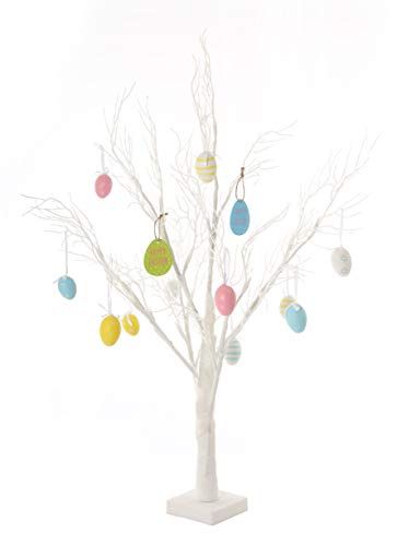 N /D Mini White Easter Tree Tabletop Birch Tree Battery Operated LED Twig Tree for Easter Party Wedding Christmas Decor 