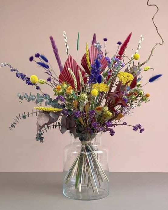 Rainbow Dried Flowers with vase