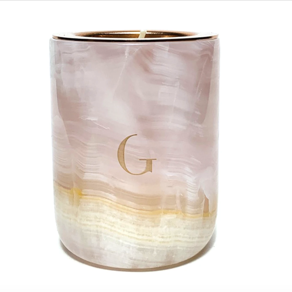 Pink Onyx Marble Candle