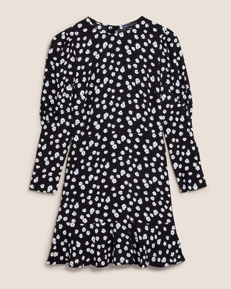 M&S Collection Ditsy Floral Puff Sleeve Mini Tea Dress