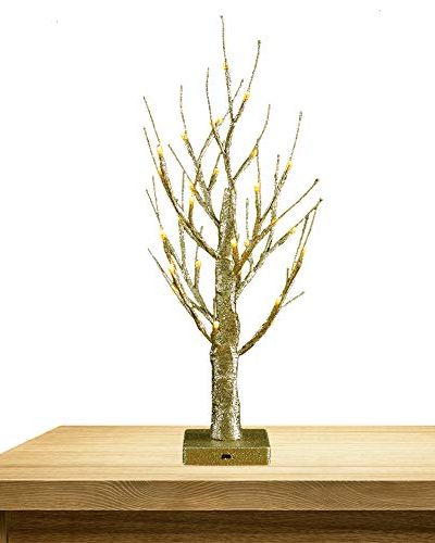 Obelon Gold Glitter Twig Tree with Lights - Best Easter tree