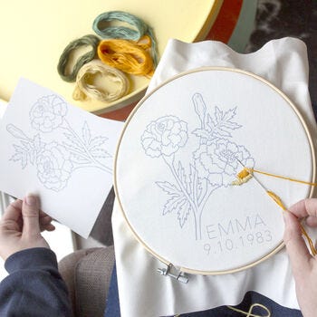 Personalised Birth Flower Month Embroidery Kit