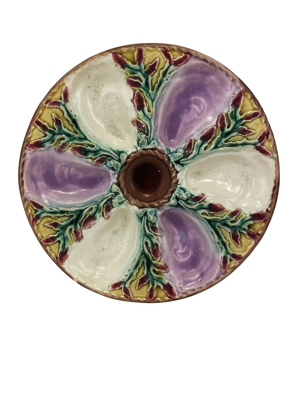 19th Century Majolica Oyster Plate by Simon Fielding