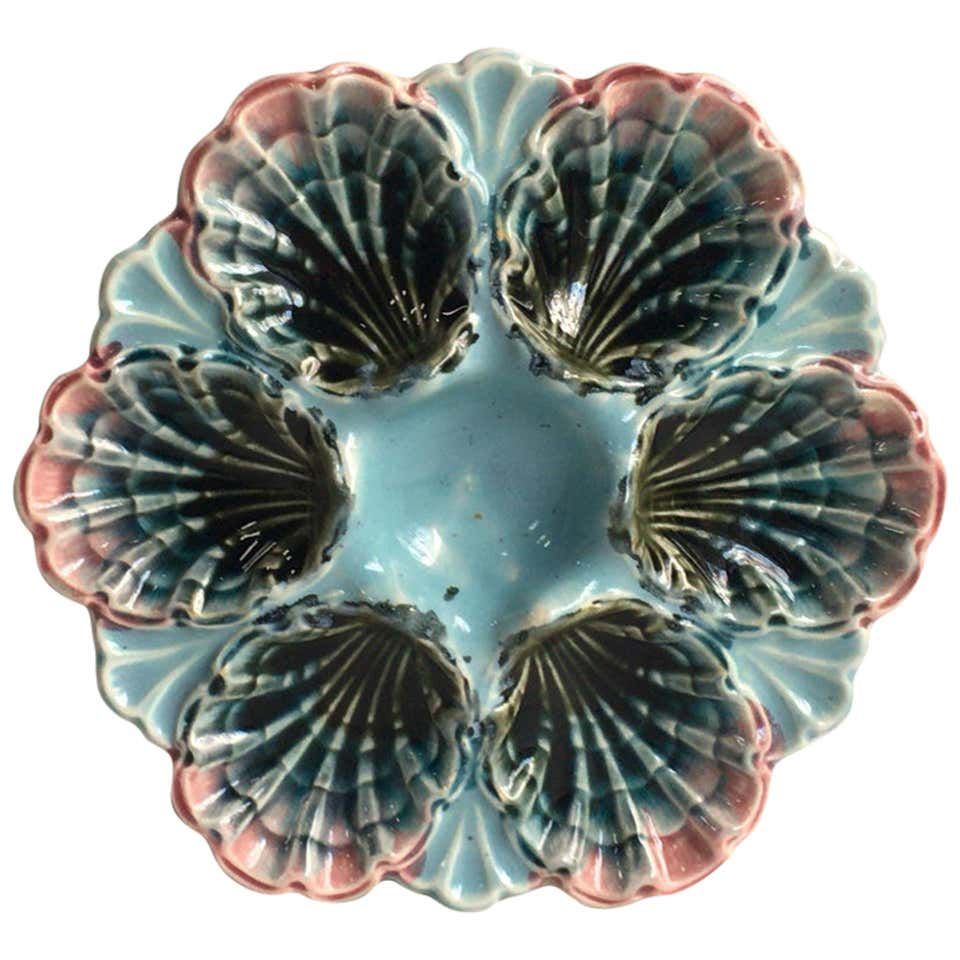 French Majolica Oyster Plate Fives Lille