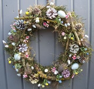 Spring Wreath with Twigs and Cones