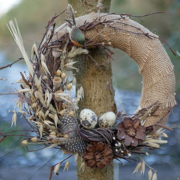 Front door Spring wreath with bird nest, £21.80+