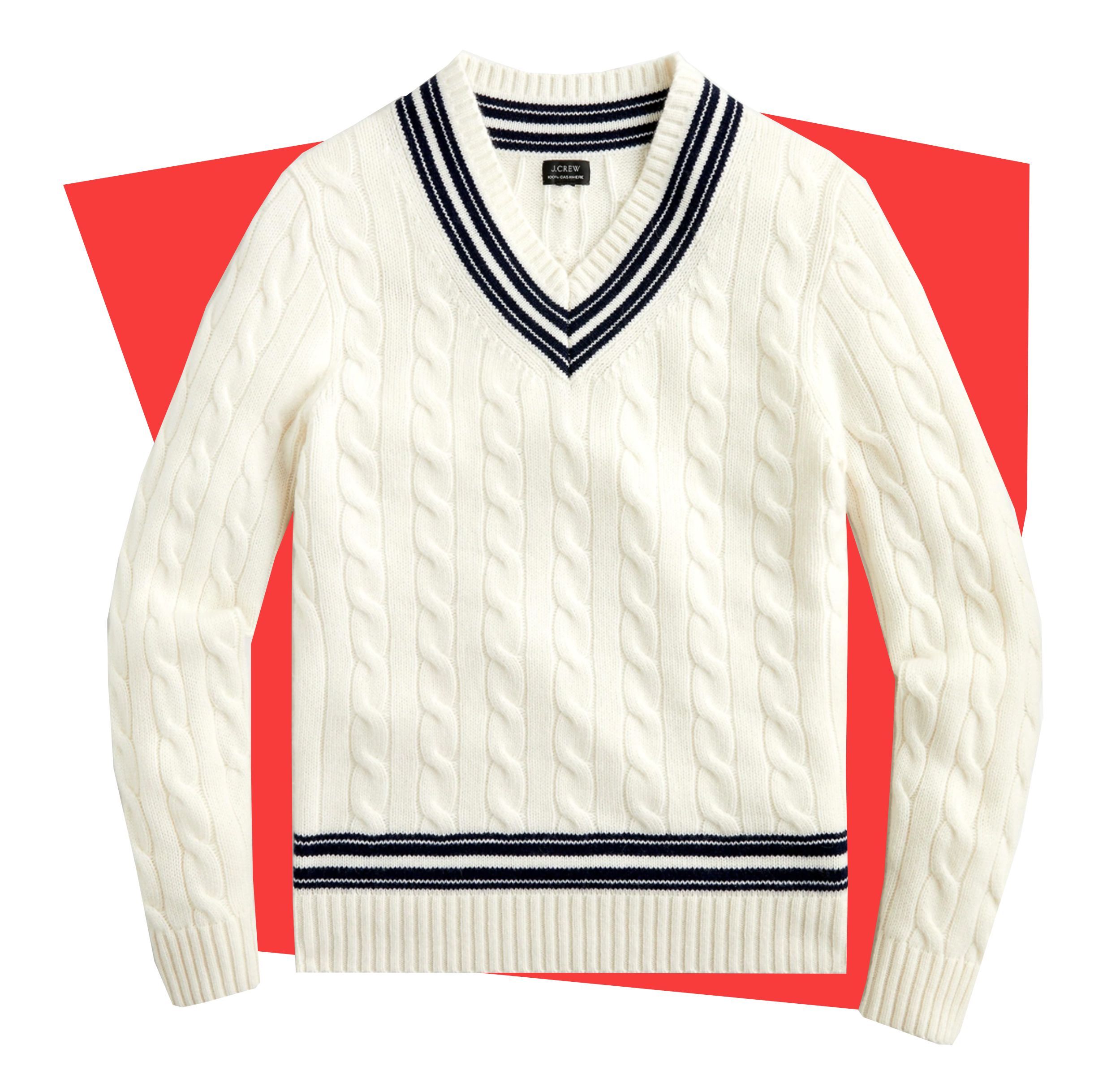 Cashmere Cable-Knit V-neck Cricket Sweater
