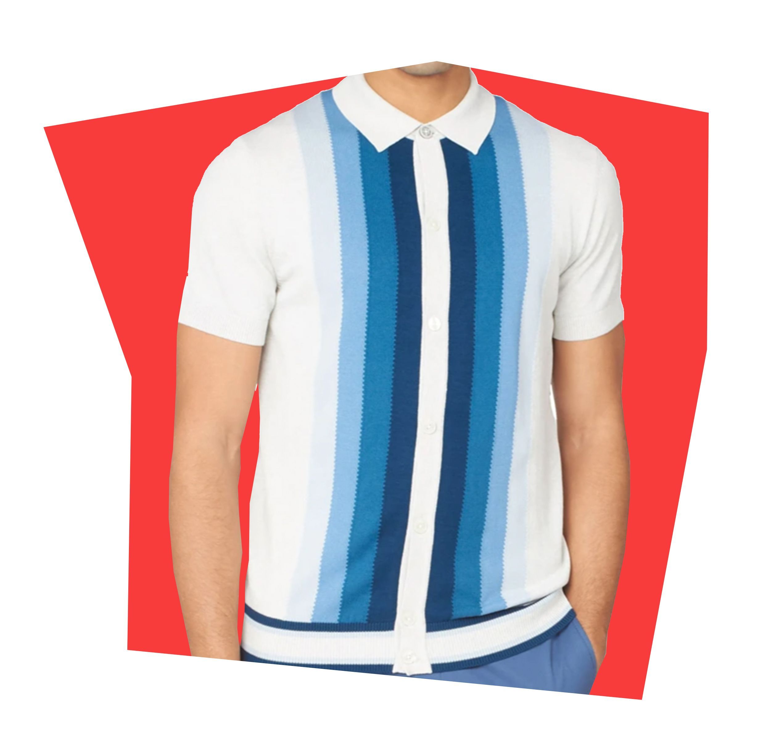 Iconic Button-Through Vertical Stripe Polo