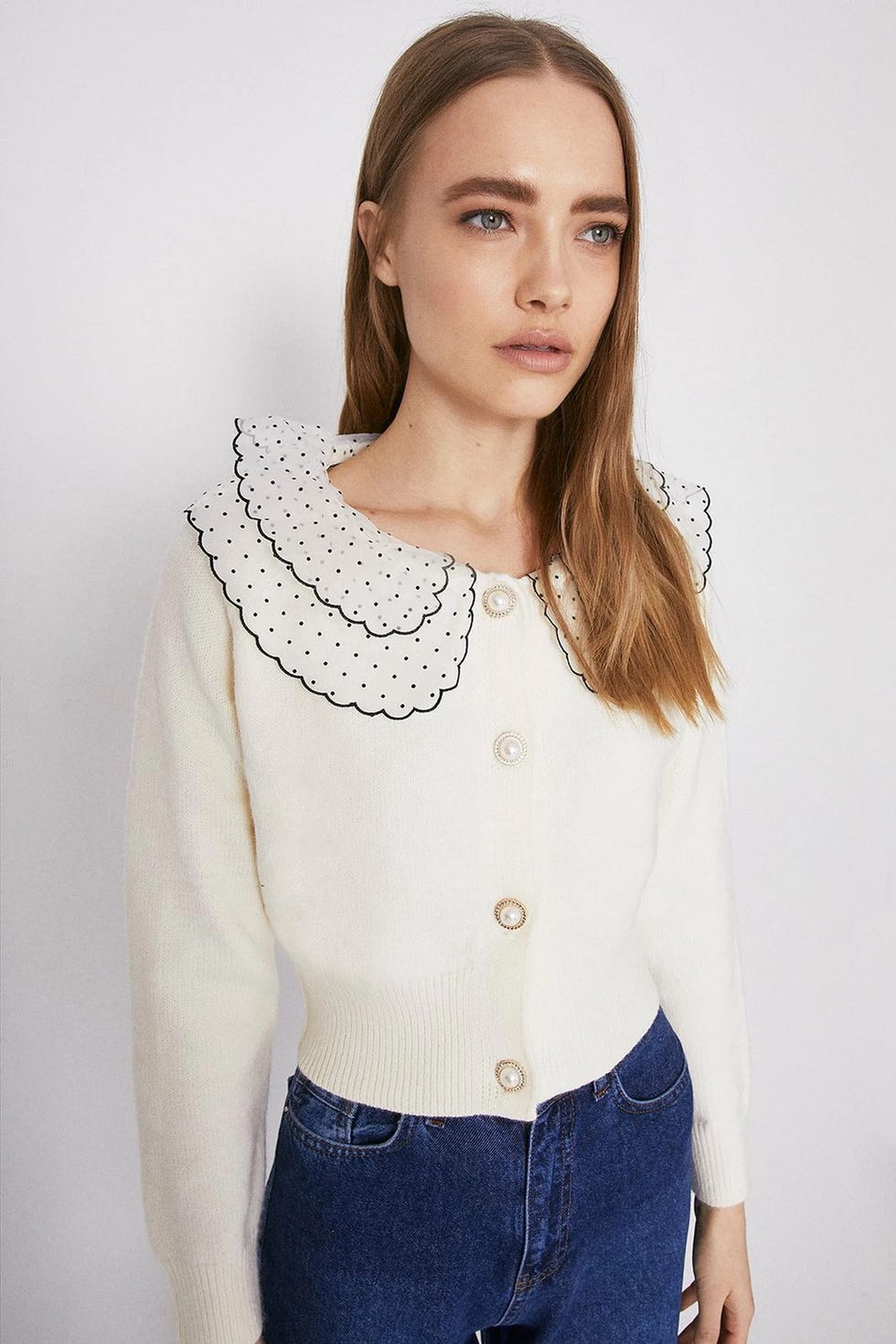 Collar And Button Detail Cardigan, £41.25 (was £55)