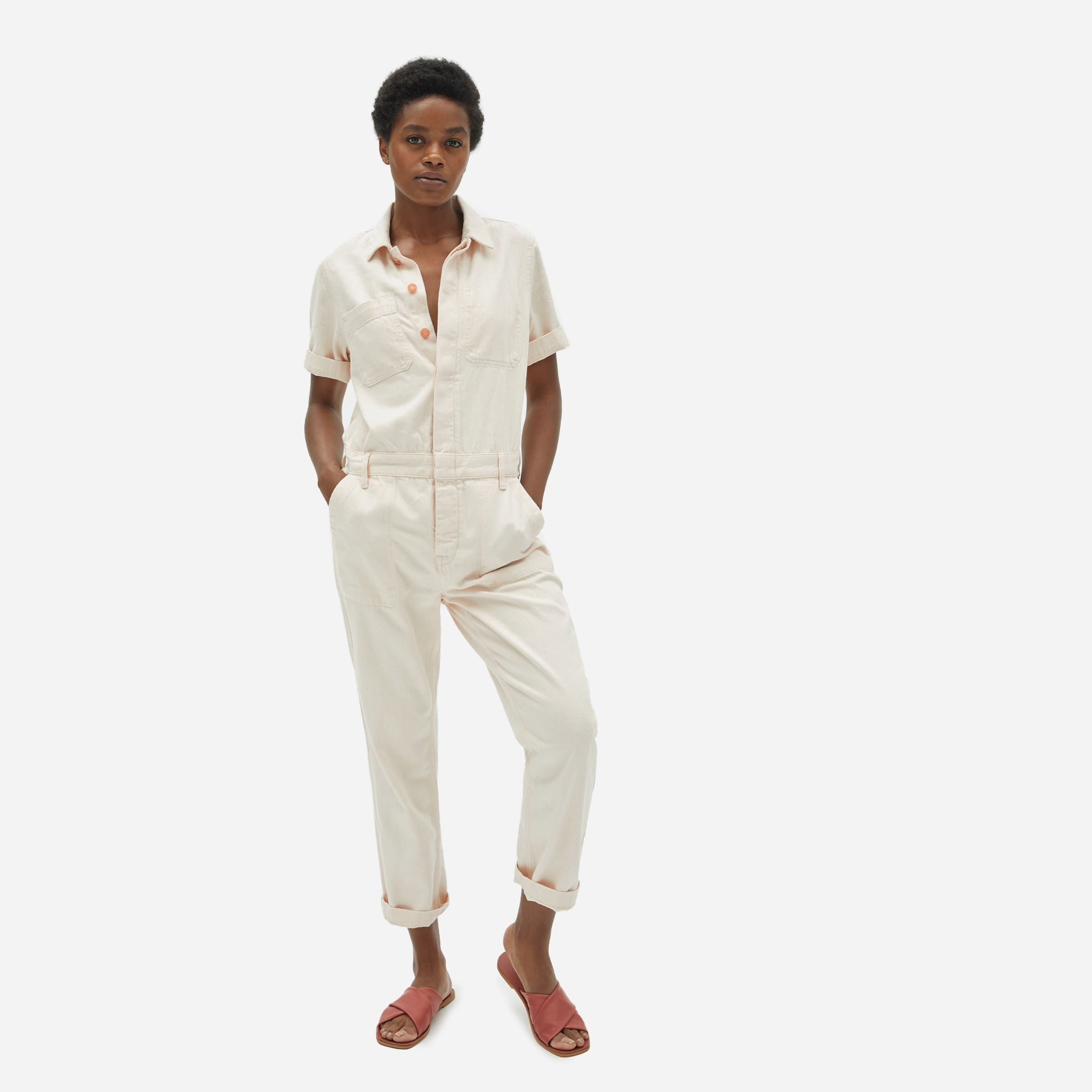 White clearance canvas jumpsuit