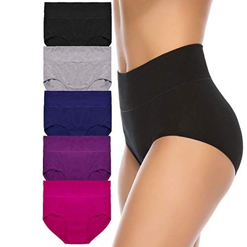  Molasus Womens Soft Cotton Underwear Briefs High Waisted  Postpartum Panties Ladies Full Coverage Plus Size Underpants Pack Of 5