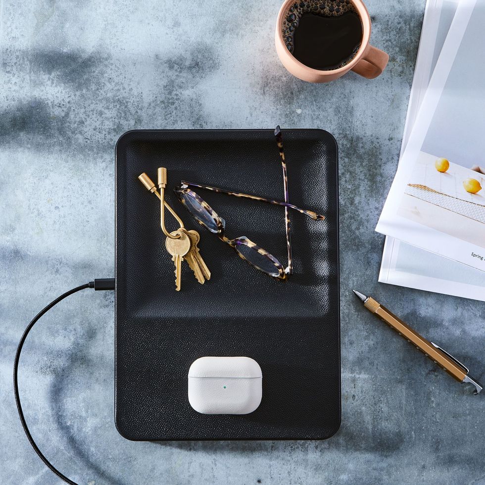 Wireless Phone Charging Leather Tray