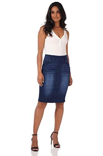 icecoolfashion Womens Very Stretchy Denim Maxi Skirt Ladies Casual Straight Long Jeans Skirt 6-16