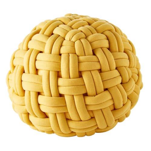 Puf trenzado amarillo