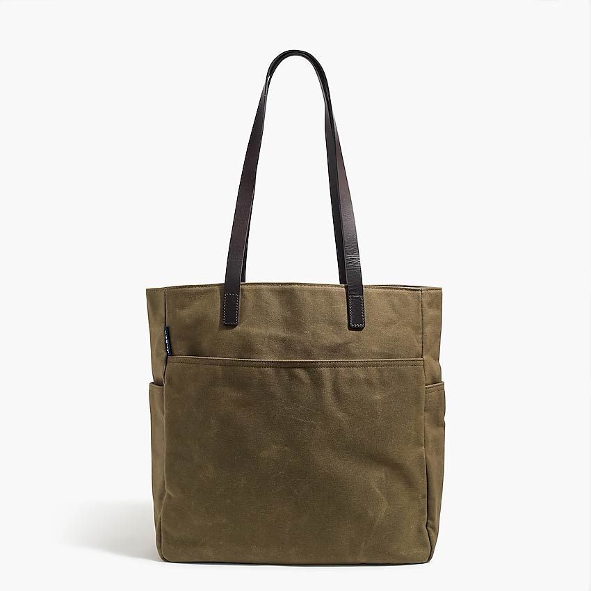 Canvas Tote Bag With Leather Straps