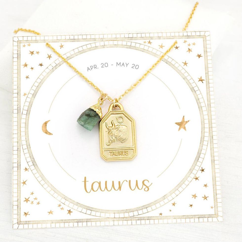 Taurus Necklace with Emerald Crystal