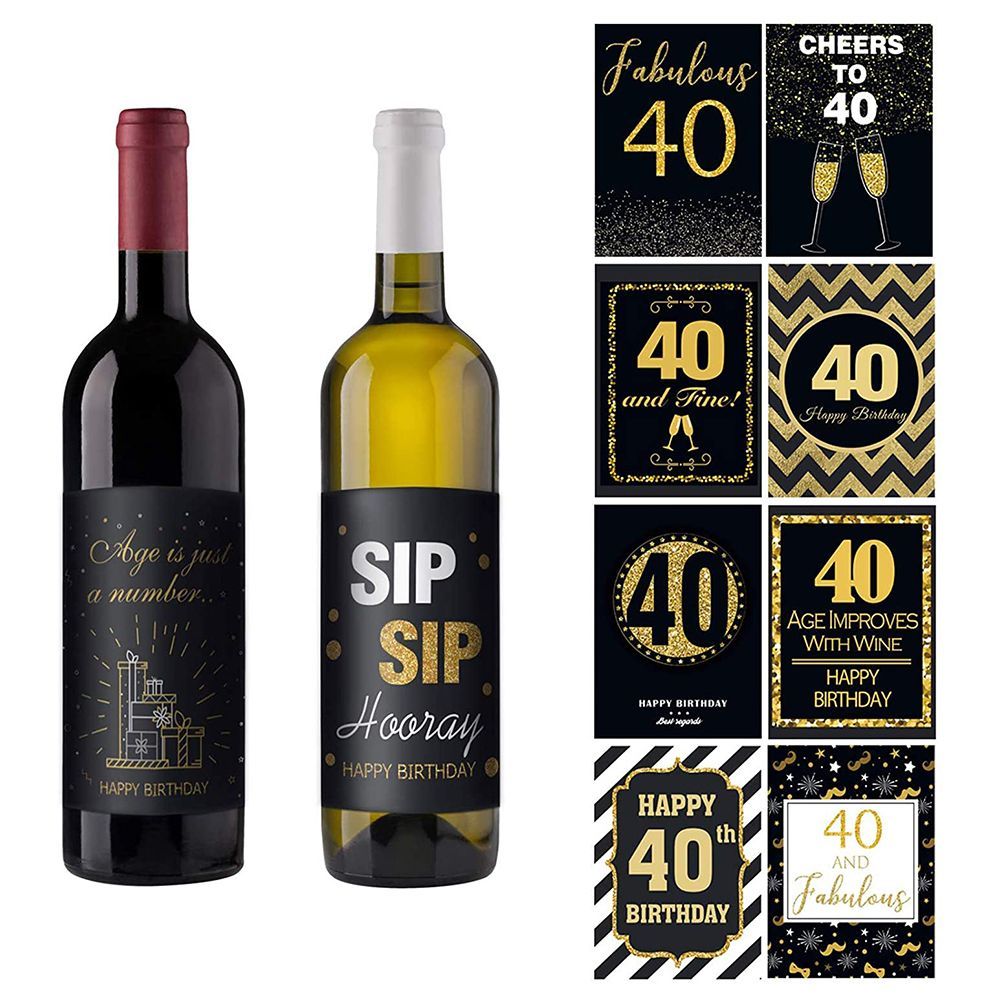Ideas and Decorations Funny Birthday Gifts for Women Birthday Party Supplies Chic 40th Birthday Wine Label Pack 