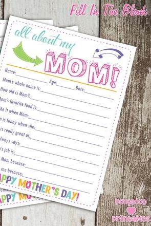 All About My Mom! Mother’s Day Questionnaire