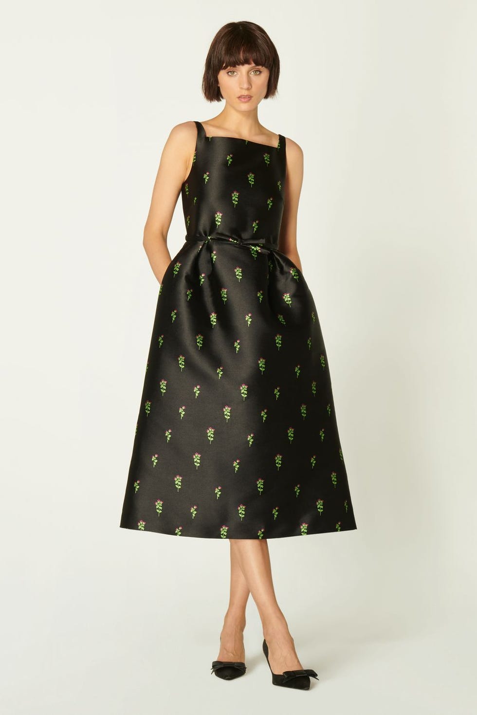 Rosalind Black Floral Jacquard Dress