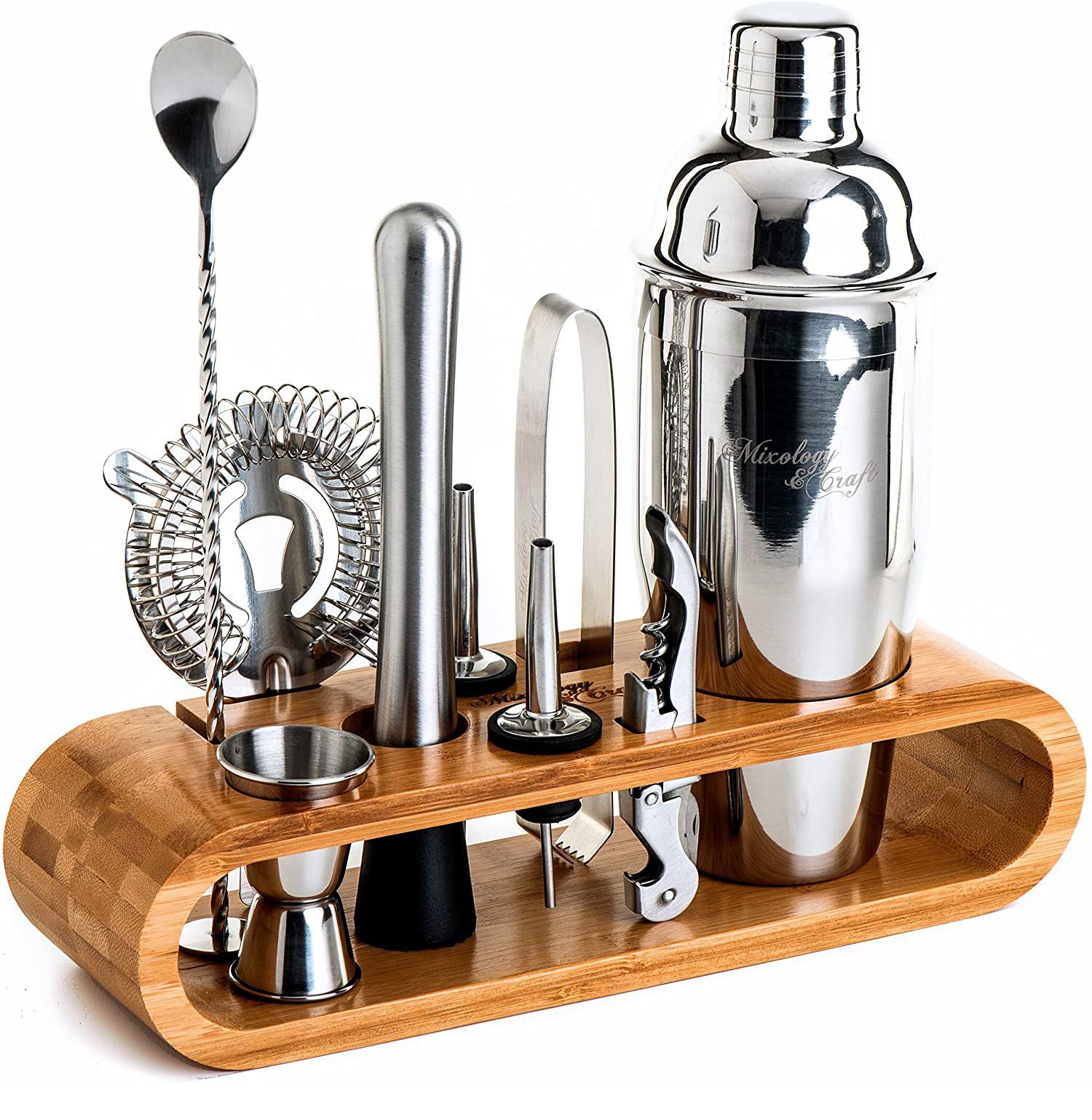 Cocktail Shaker Set Stainless Steel Bar Wine Tools Kitchen Utensils 5 Piece Kit 
