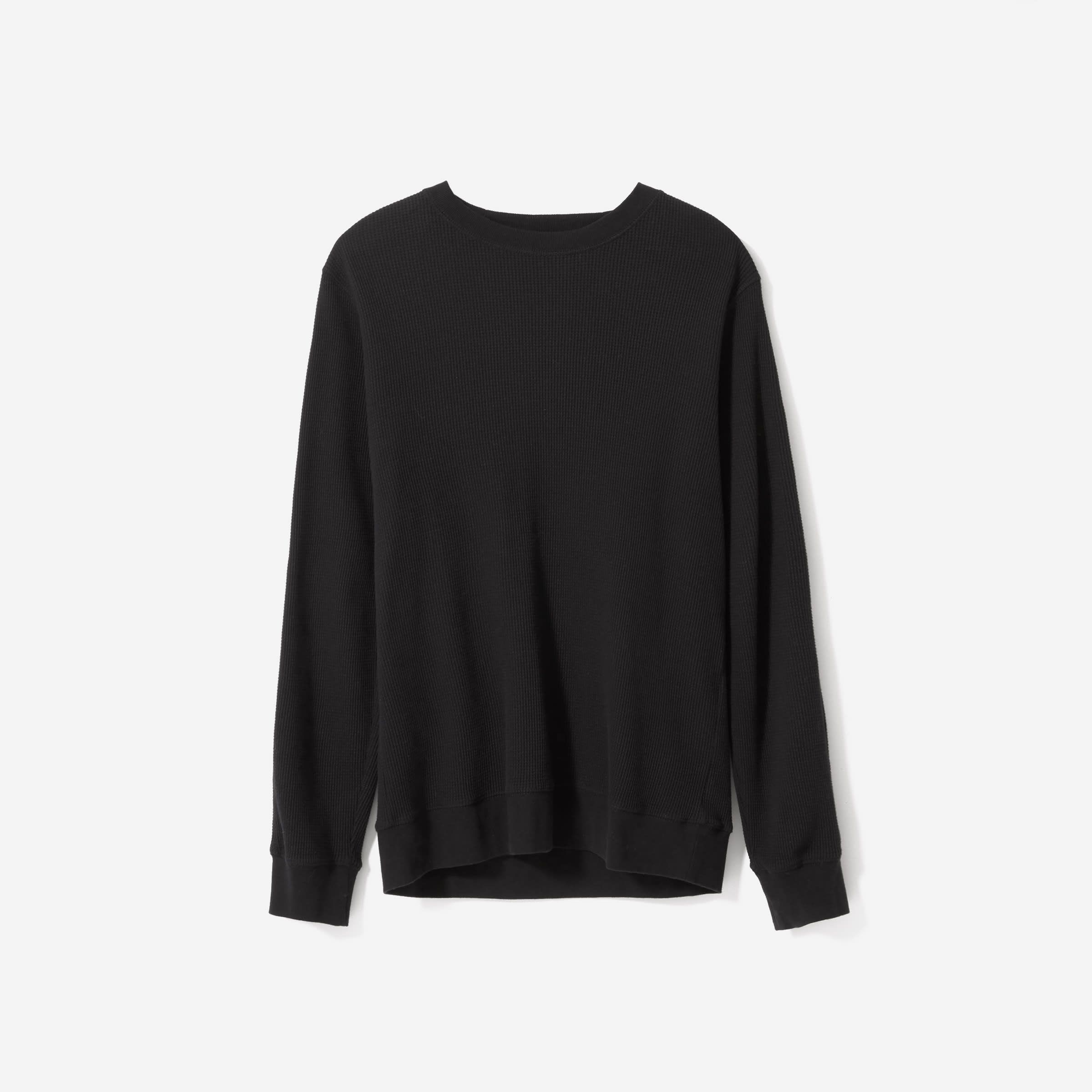 Cotton thermal outlet knit crewneck sweater