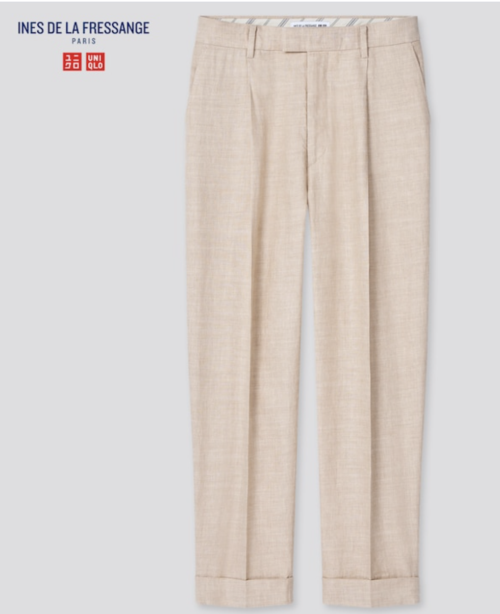 Linen Cotton Tucked Tapered Pants 
