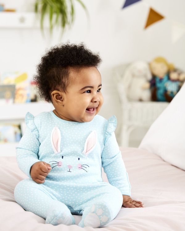 Bunny Appliqué Baby Sleepsuit