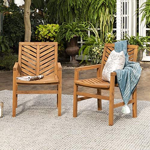 2-Piece Outdoor Patio Chevron Wood Chair Set 