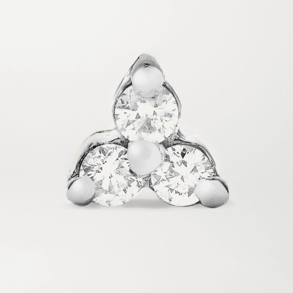 Tiny 18-karat white gold diamond earring