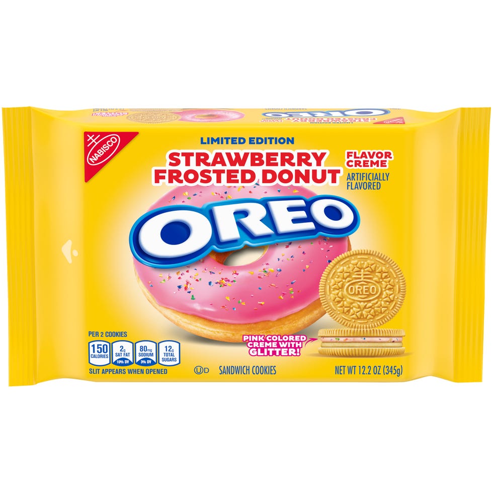 OREO Strawberry Frosted Donut Creme Golden Sandwich Cookies, Limited edition, 12.2 oz