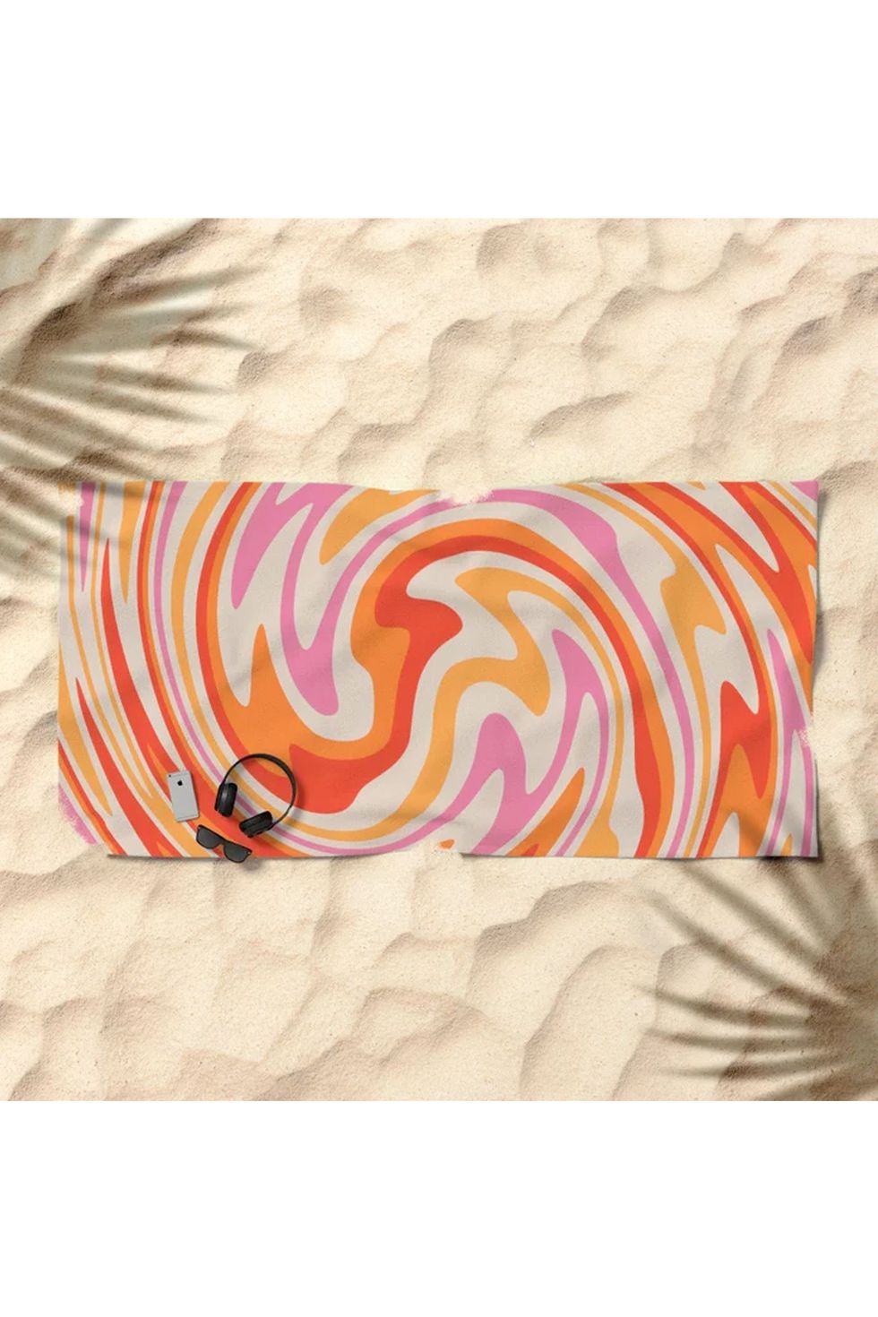 70s Retro Swirl Color Abstract Beach Towel