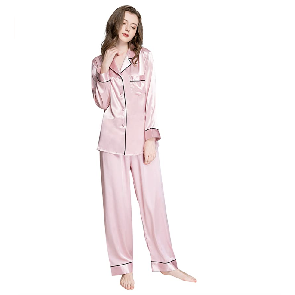 Conjunto de pijamas de cetim de seda 