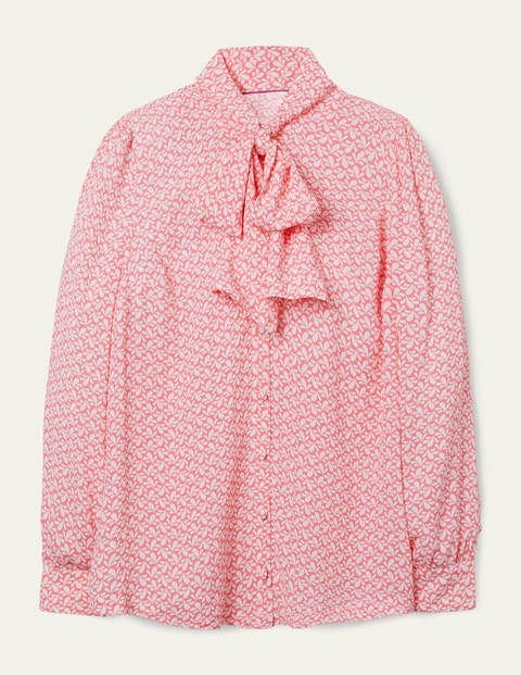 Dora Tie Neck Blouse - Azalea, Splash 