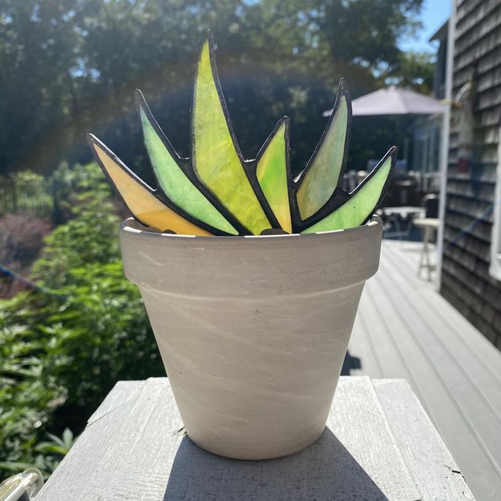 Stained Glass Agave Planter