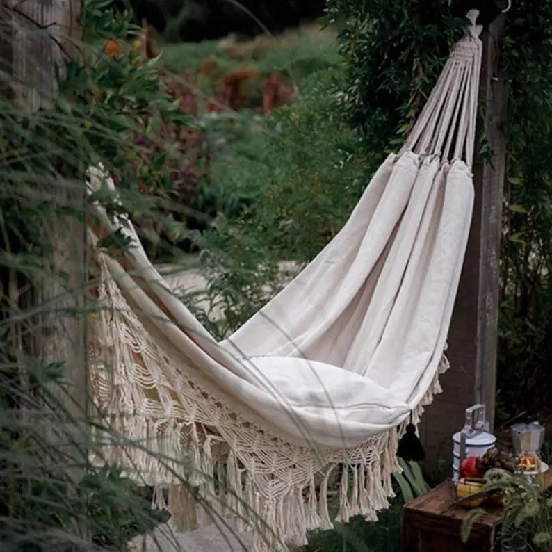 DULUMN Hammocks Garden Hanging Bed with 2 Ropes Swing Chair Portable Tree Travel Cloth Hammocks