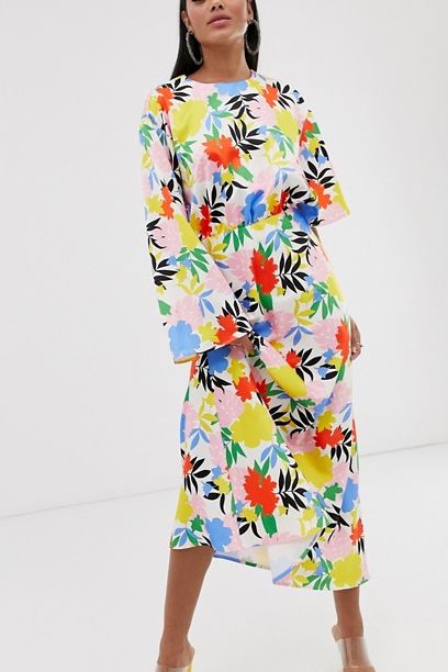 Asymmetric Sleeve Maxi Dress