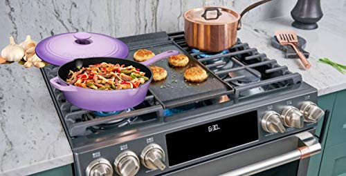 Bruntmor Enameled Cast Iron Deep Skillet with Lid