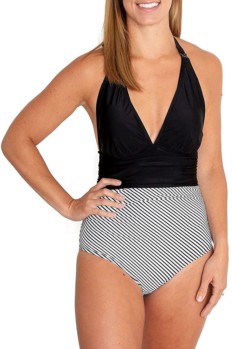 Oceanlily - Breastfeeding Swimsuit- Post-Partum Nursing One Piece Bathing  Suit (S, Black) at  Women's Clothing store