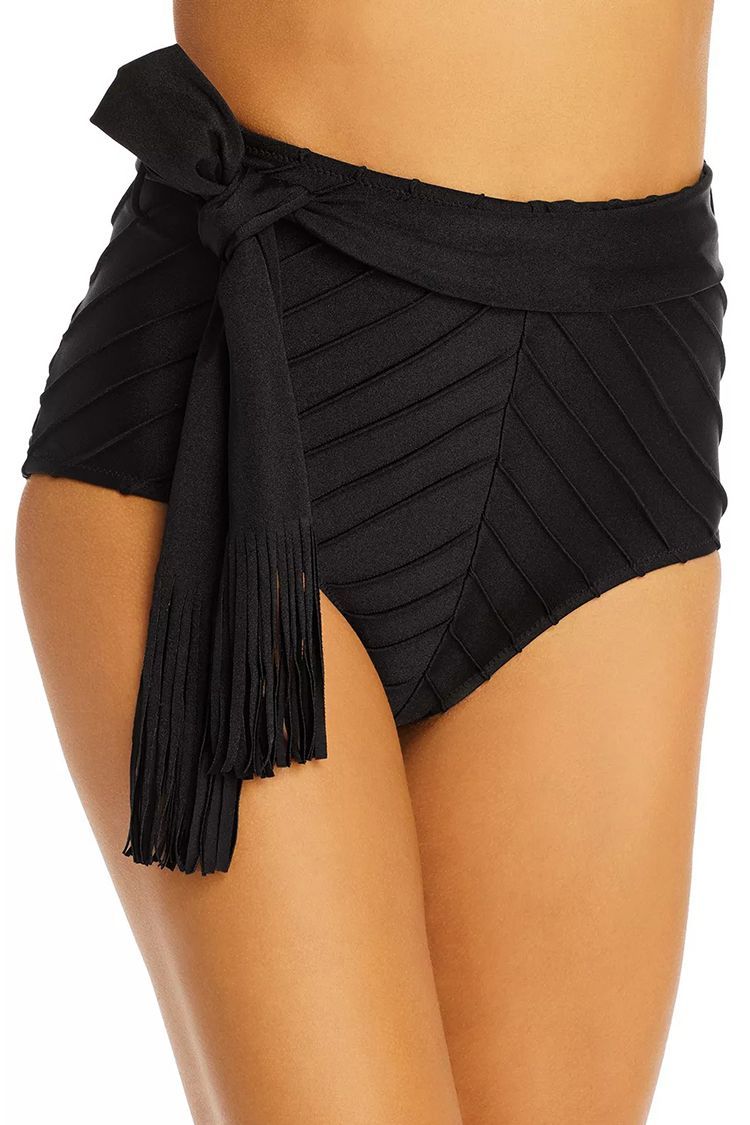 Noir Stitched High-Waist Bikini Bottom