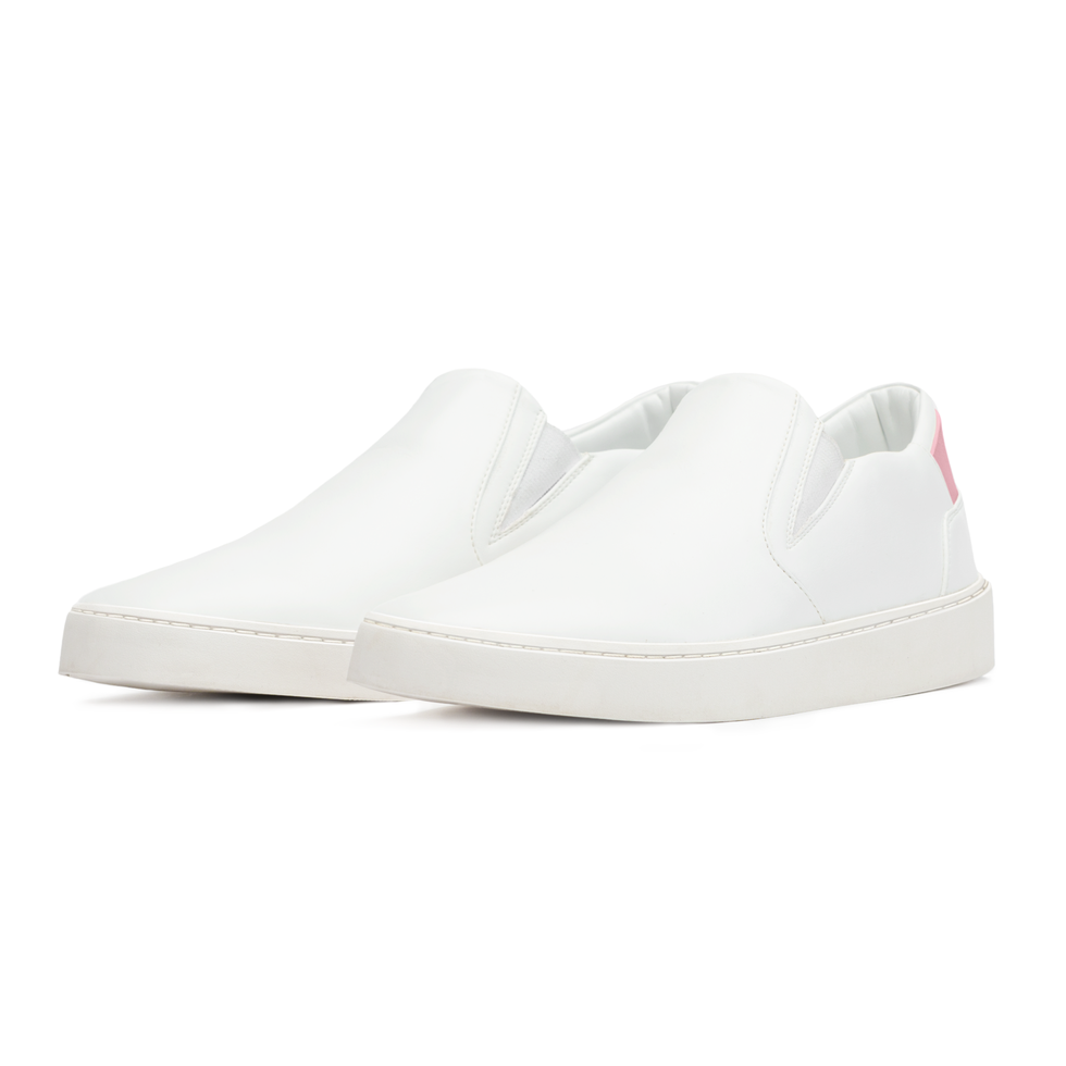 White slip on hot sale shoes leather