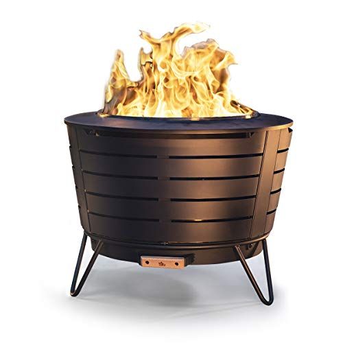 Wood Burning Firepit for Garden Patio Silver Stainless Steel Outdoor Smokeless Firepit Esright 28.5 Inch Smokefree Stove Bonfire Fire Pit 