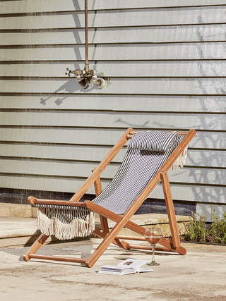 Fringed Deck Chair - Blue Stripe